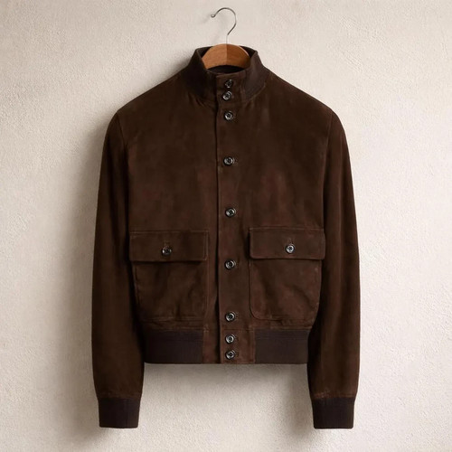 Men brown suede bomber - men's,