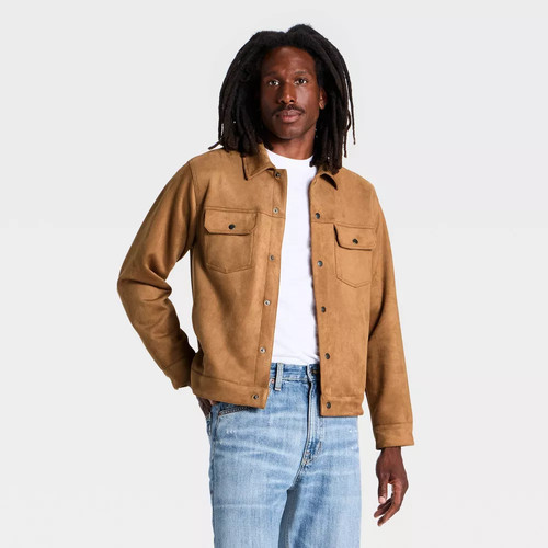 Men vegan suede jacket - vegan,